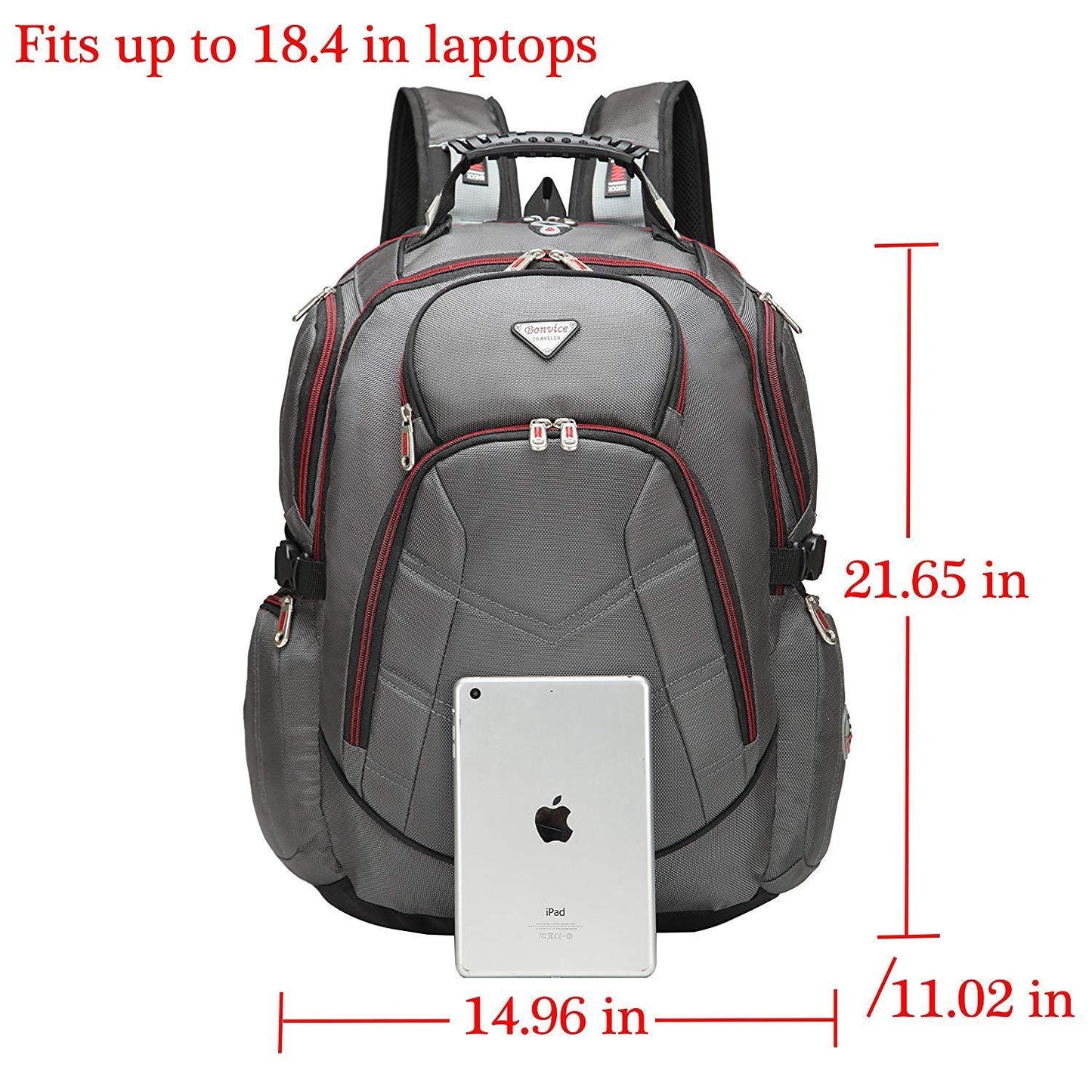 Bonvince 18.4" Laptop Backpack Fits Up To 18.4 Inch Gamer Laptops Backpack Grey