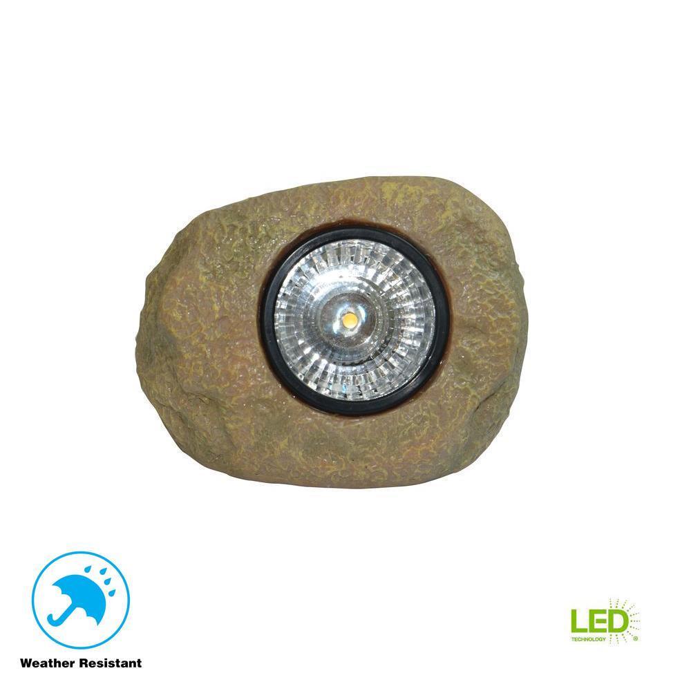 Hampton Bay Garden Decor 1Light Solar Outdoor Integrated LED Rock Spot Light