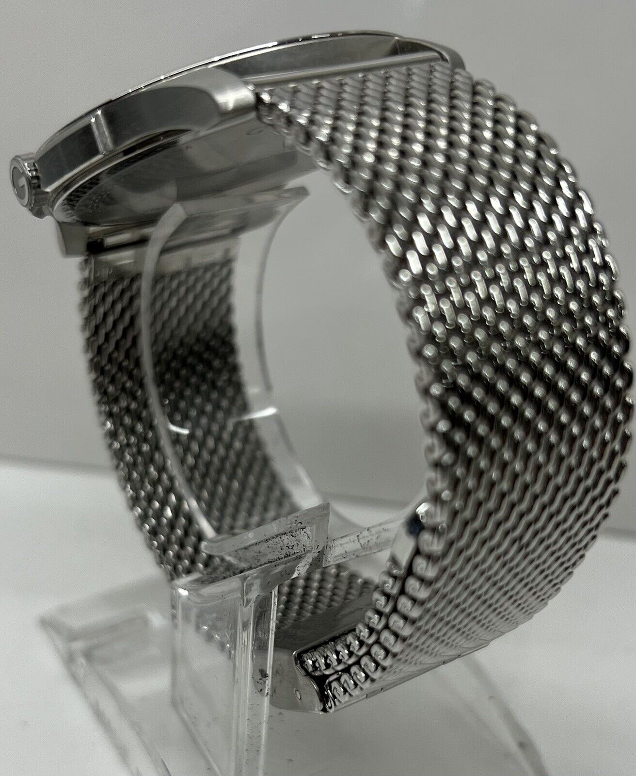 Gucci G-Timeless 40mm Steel Mesh Bracelet Black Dial Quartz Mens Watch YA126308