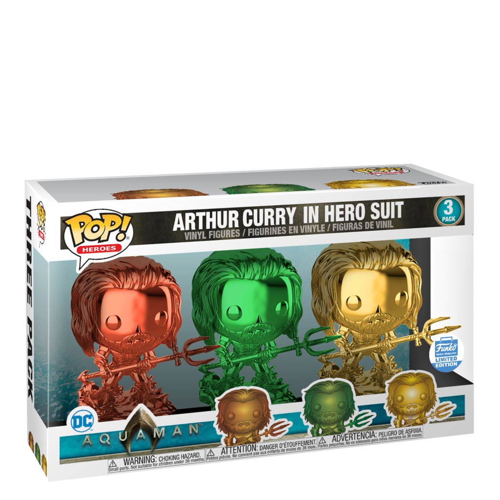 FUNKO POP! HEROES: AQUAMAN - CHROME ARTHUR CURRY IN HERO SUIT 3-PACK