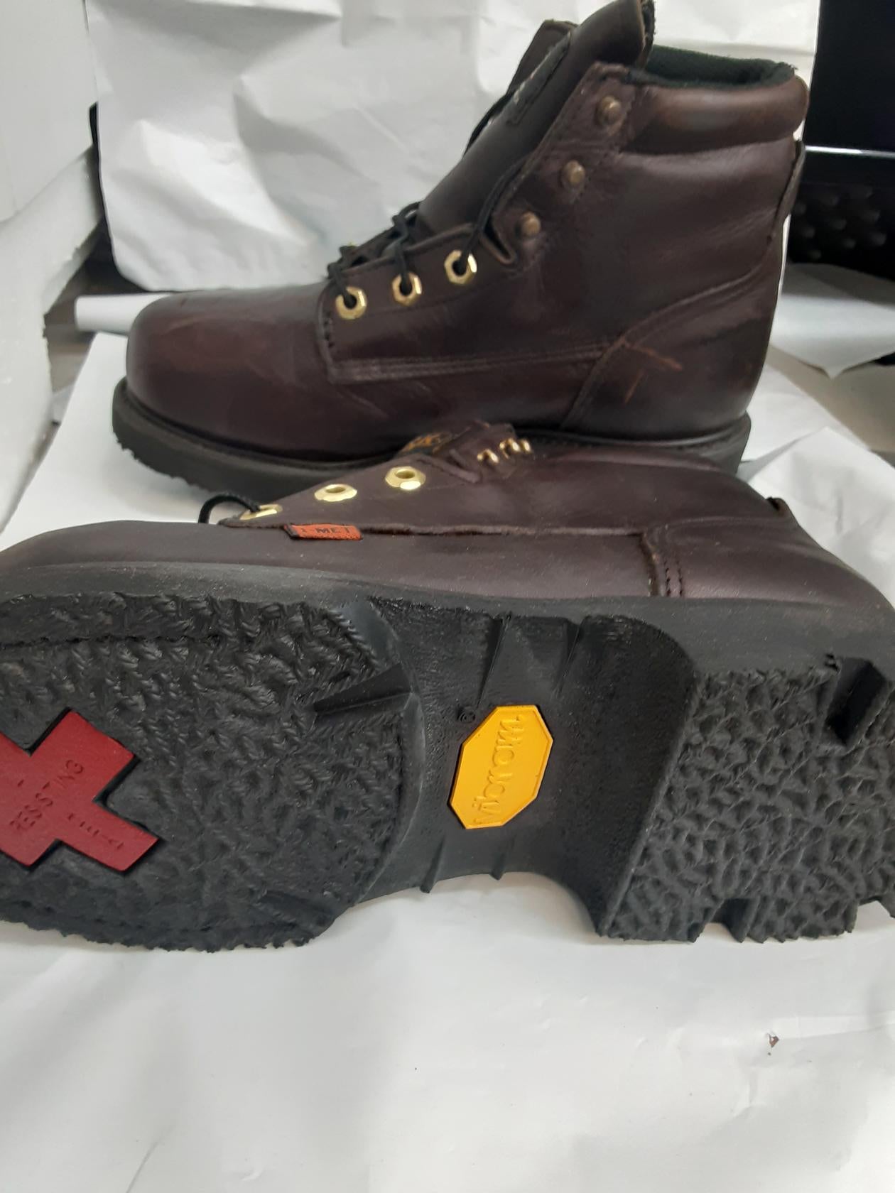 88156 Work One Men's 6" Steel Toe Work Boots,Brown,4.5 D (USED)