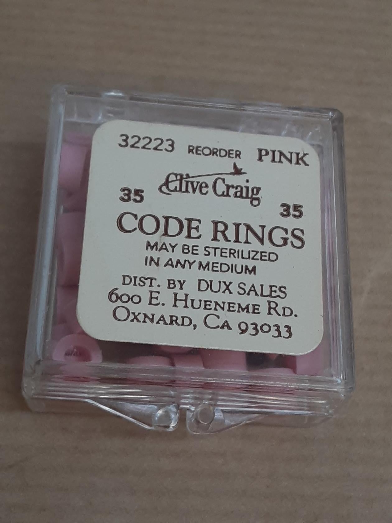 Clive Craig by Dux Sales - Code Rings- Pink- Pack of 35
