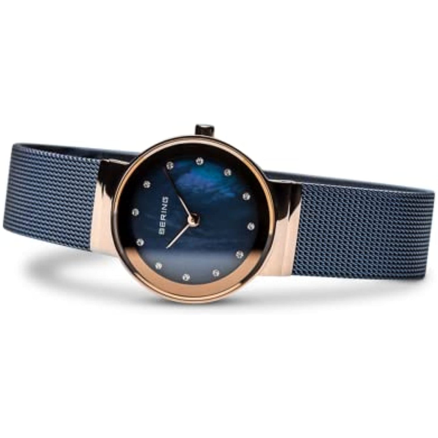 Bering Time Classic Stainless Steel Women Watch Rosegold/Blue 10126-367 NO BOX