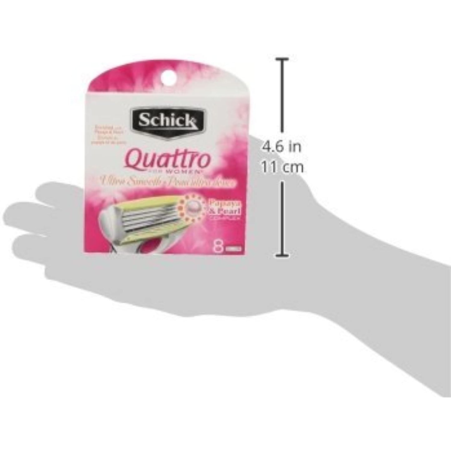 Schick Quattro for Women Razor Refill, Ultra Smooth, 8 Cartridges, 2 Pack