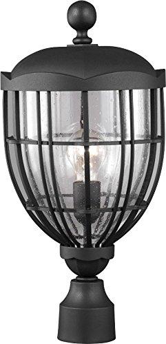 Feiss OL9807TXB 1-Bulb MISSING GLASS Outdoor Lantern Post Mount, Textured Bla..