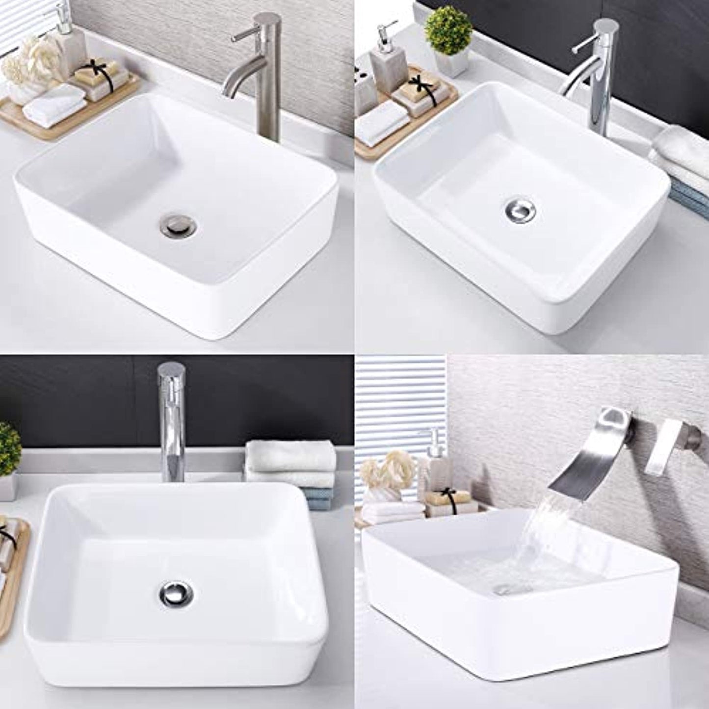 KES Bathroom Porcelain Vessel Sink 19" White Rectangle, BVS110 - OPEN BOX
