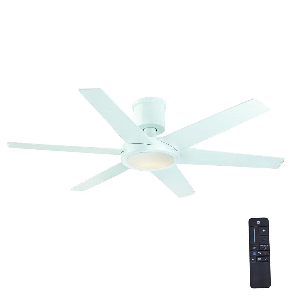 Home Decorators Clermont 52 in. LED Glossy White Ceiling Fan
