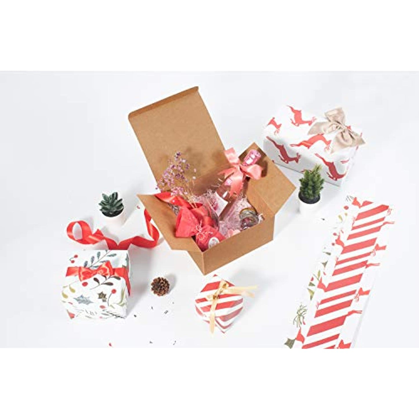 ValBox 4x4x4 Brown Gift Boxes 50PCS Kraft Paper Boxes with Lids (open box) NEW