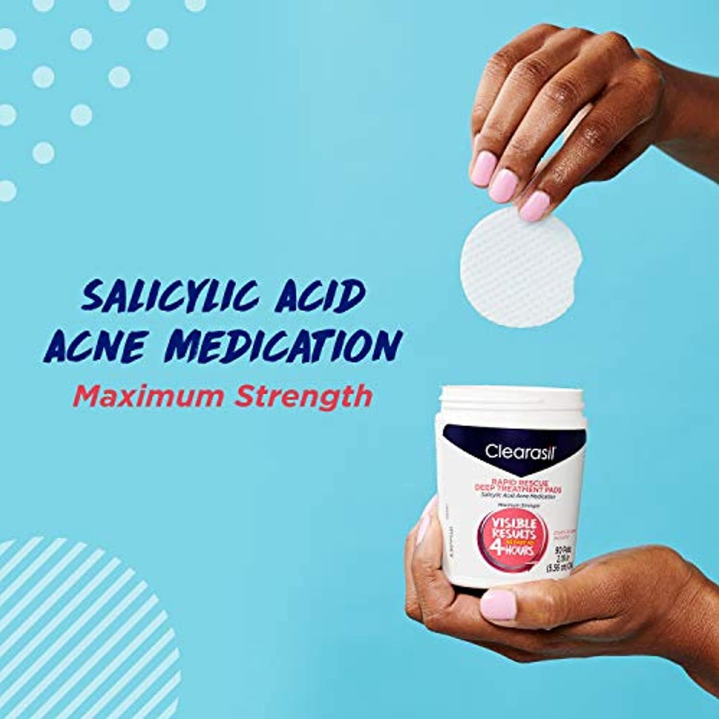 Acne Treatment Facial Cleansing Pads- Clearasil Rapid Rescue Deep Treatment Pads with Salicylic Acid Acne Medication, 90 Count (Pack of 6)