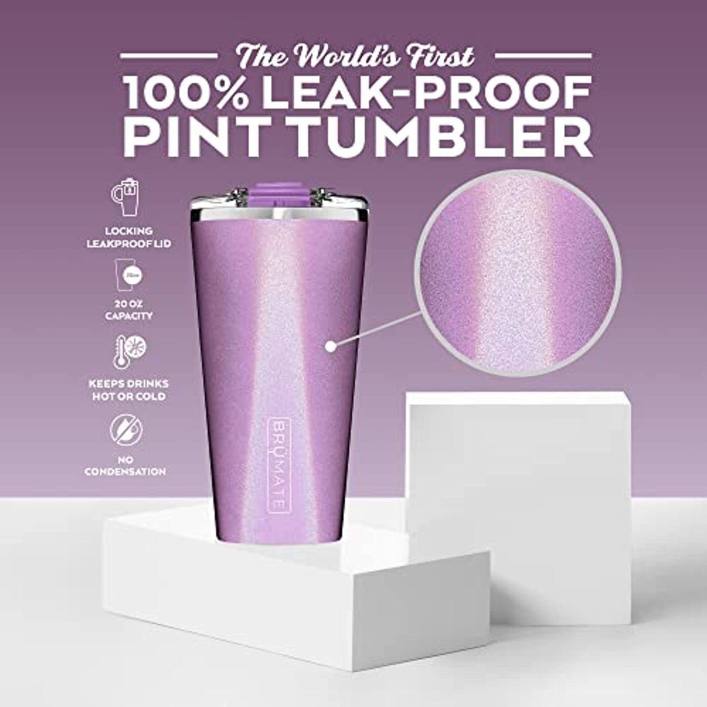 BrüMate Imperial Pint - 20oz 100% Leak-Proof Insulated Tumbler with Lid - Double