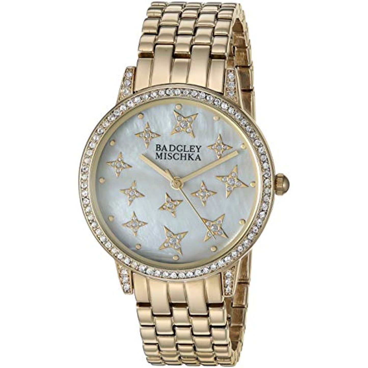 Badgley Mischka Womens Genuine Crystal Accented Gold-Tone Bracelet Watch NO BOX