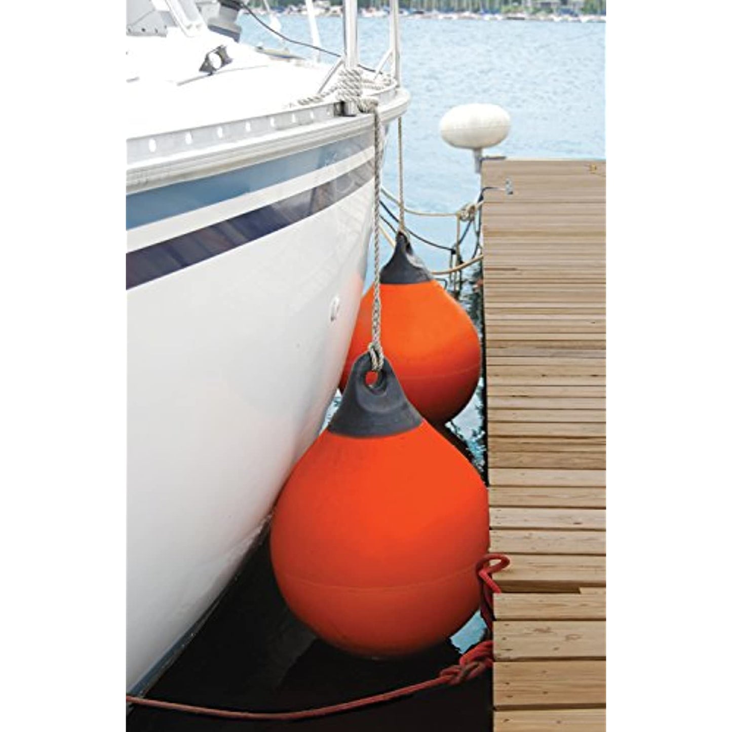 Taylor Made Tuff End, Inflatable Vinyl Fenders & Buoy, White/ Black Handle 21"