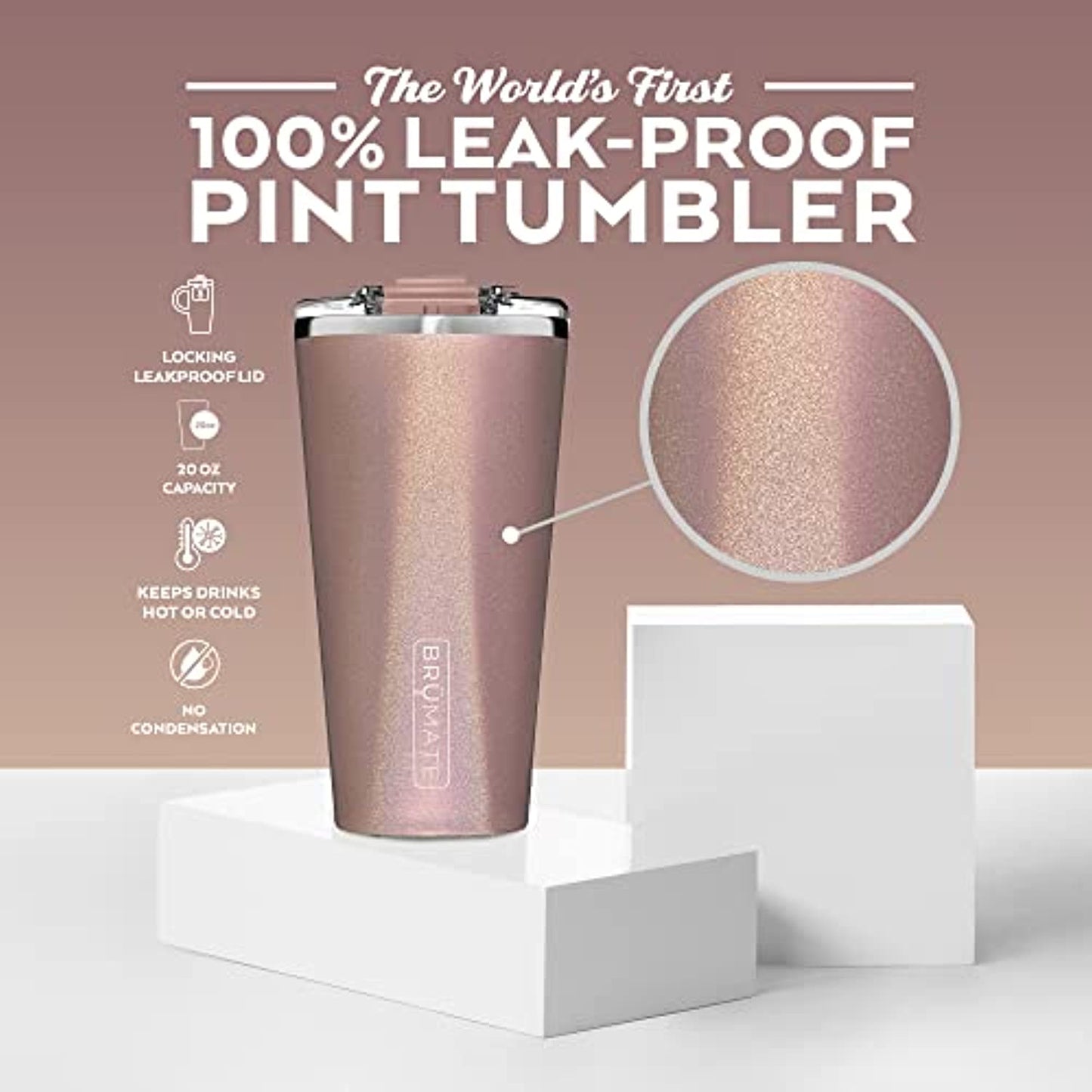 BrüMate Imperial Pint - 20oz 100% Leak-Proof Insulated Tumbler with Lid - Double