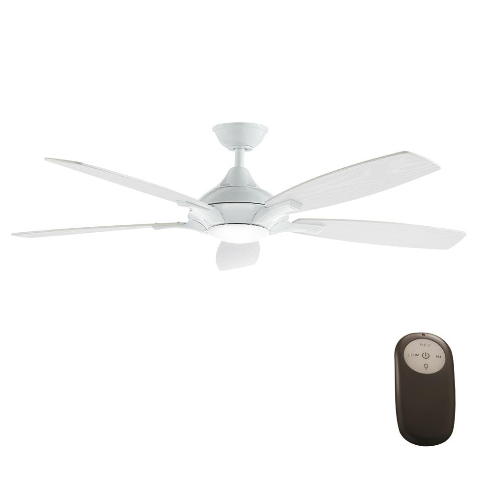 Home Decorators Collection Petersford 52 in. Integrated LED Indoor White Ceiling Fan with Light Kit and Remote Control