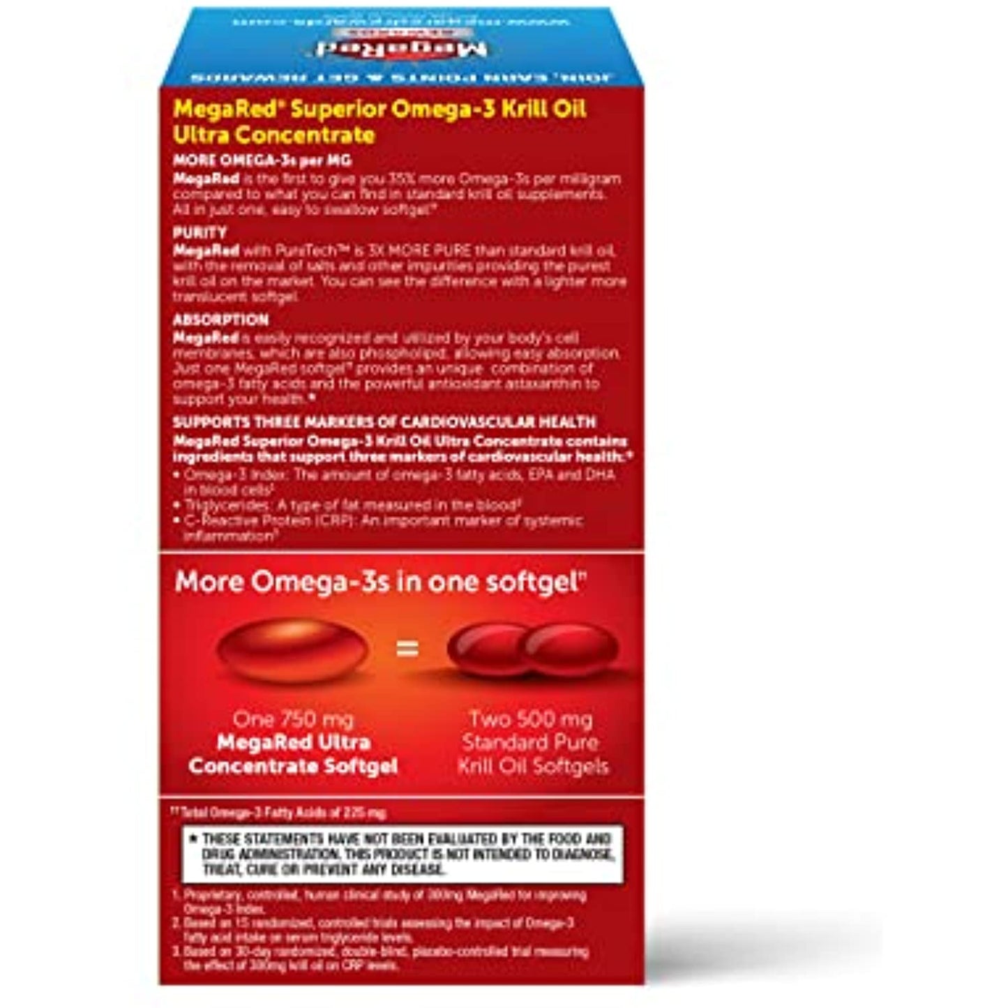 750mg Omega-3 Krill Oil Supplement, MegaRed Ultra Strength Softgels (80 Count in a Box), Has No Fishy Aftertaste and Has EPA & DHA Plus Antioxidant Astaxanthin