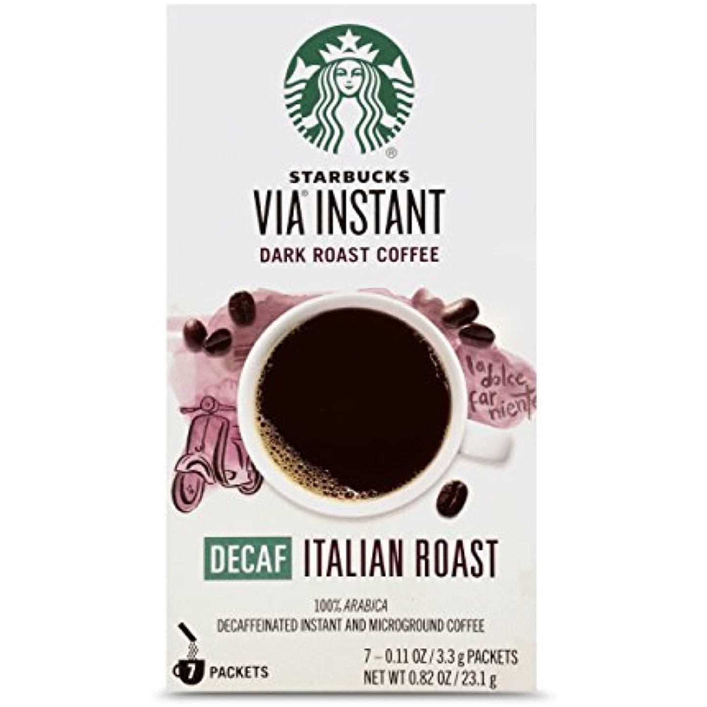 84 COUNT Starbucks VIA Instant Coffee Decaf Italian Roast Best By September 2020