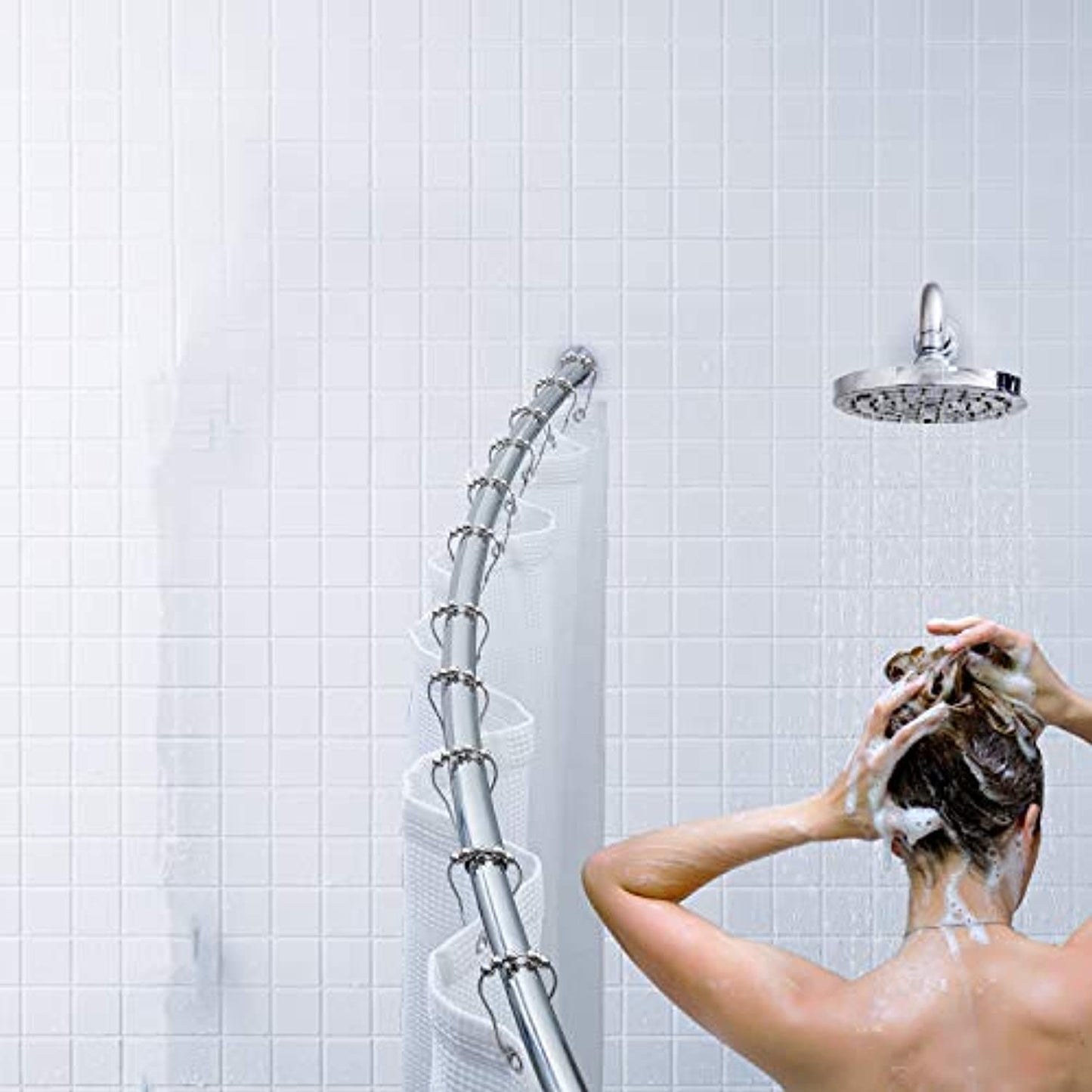 bath bliss Curved Shower Rod Adjustable Length 6 ft, Chrome, 5890-chr-bx