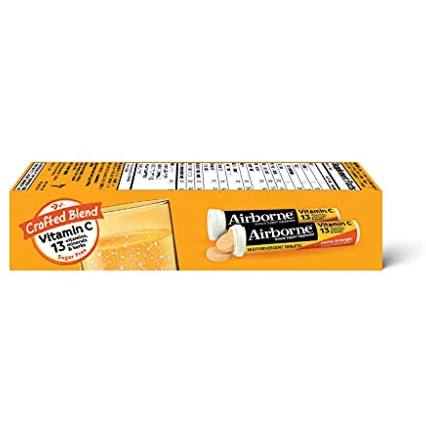 Airborne Vitamin C 1000mg (per serving) - Zesty Orange Effervescent Tablets (36 count in a box), Gluten-Free Immune Support Supplement With Vitamins A C E, ZINC, Selenium, Echinacea & Ginger