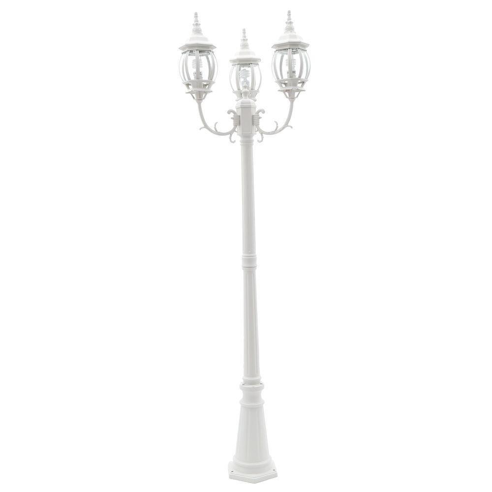 Hampton Bay 3-Head White Outdoor Post Light