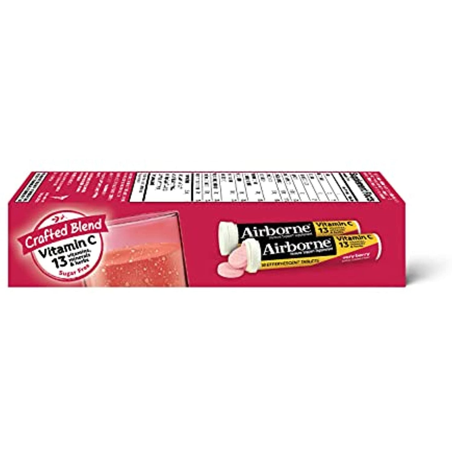 Airborne Vitamin C 1000mg (per serving) - Very Berry Effervescent Tablets (36 count in a box), Gluten-Free Immune Support Supplement, With Vitamins A C E, ZINC, Selenium, Echinacea & Ginger