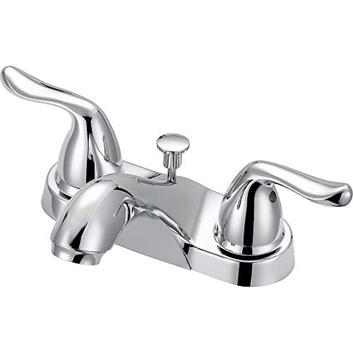 Glacier Bay 4" Centerset 2-Handle Mid-Arc Bathroom Faucet with Click Install Pop