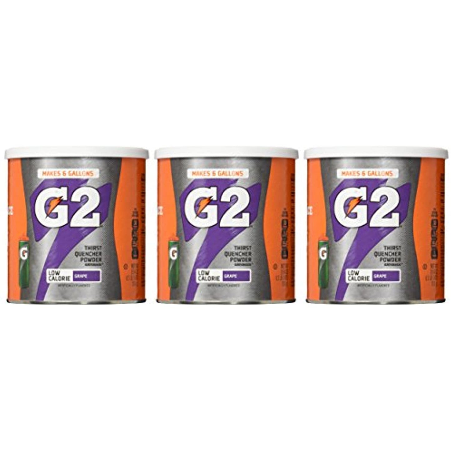 6 PACK Gatorade Thirst Quencher Powder, G2 Low Calorie, Grape, 19.4 Ounce 8/2021