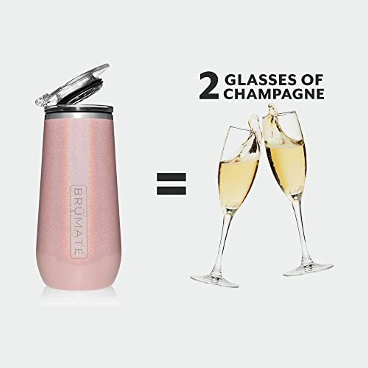 BrüMate 12oz Insulated Champagne Flute With Flip-Top Lid - Made With Vacuum
