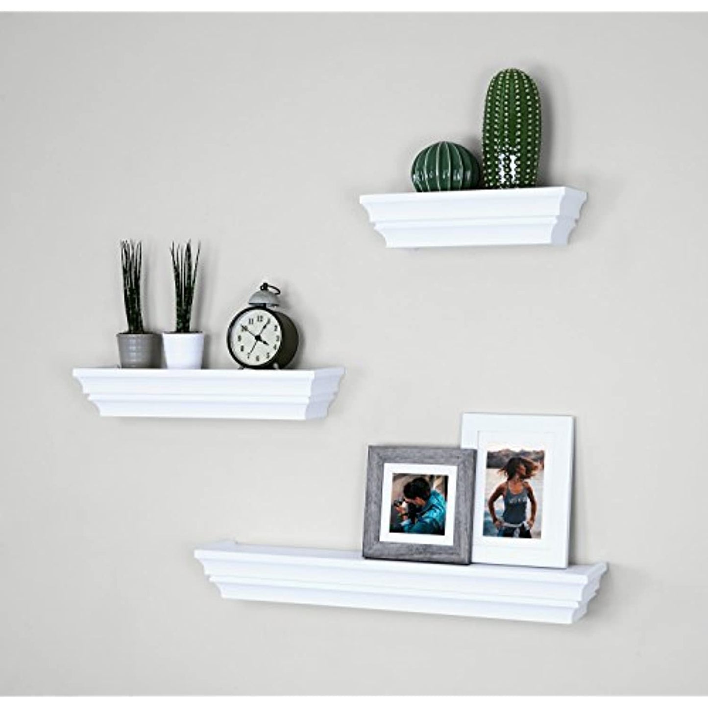 Ballucci Victorian Wall Ledge and Shelf, 12", 16", 24", Set of 3, White