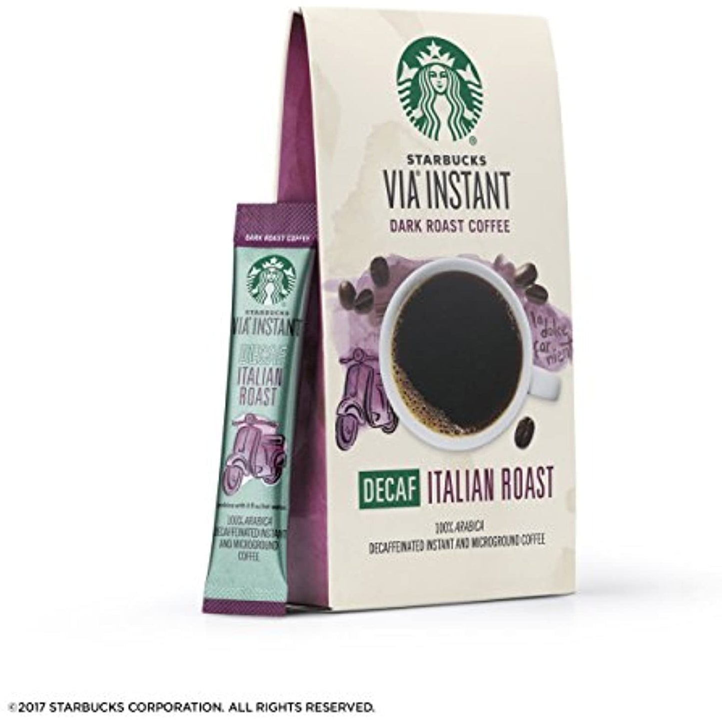 84 COUNT Starbucks VIA Instant Coffee Decaf Italian Roast Best By September 2020