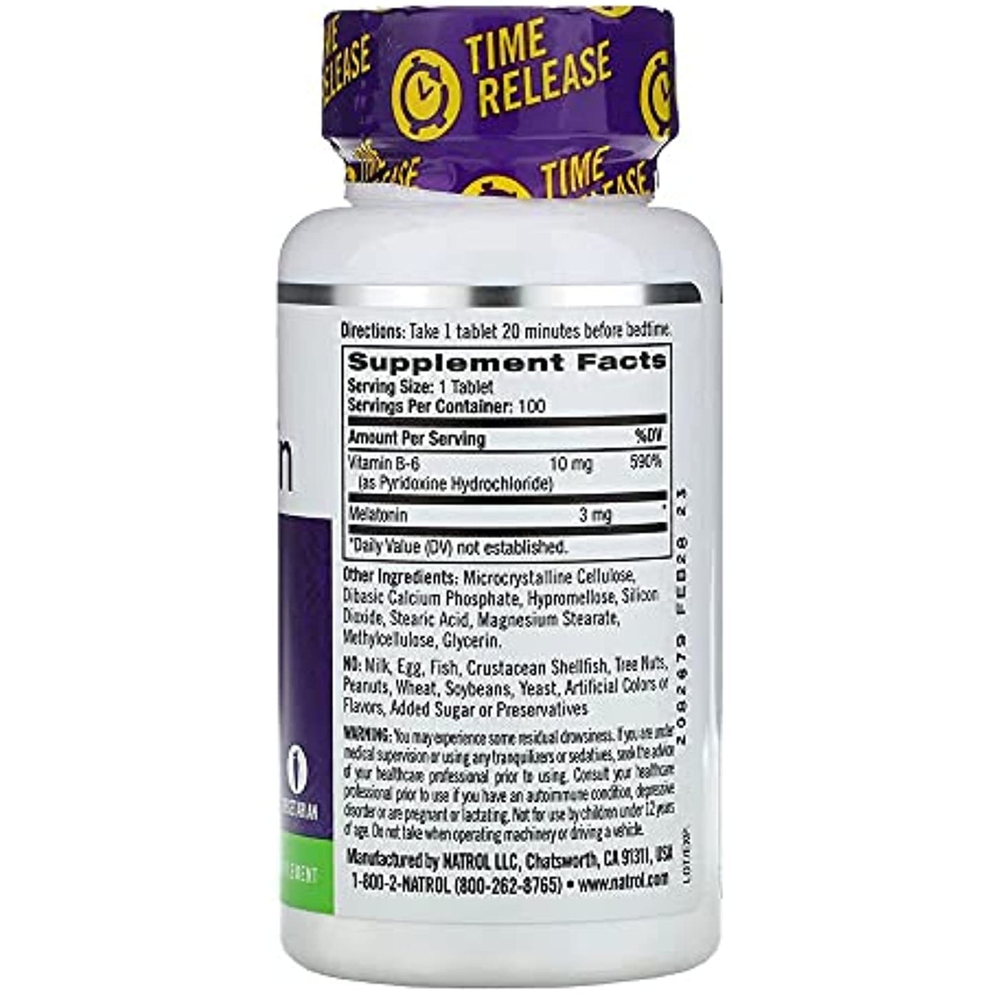 4 PACK Natrol Melatonin Time Release, 3 mg, 400 Total Tablets EXP 6/2022