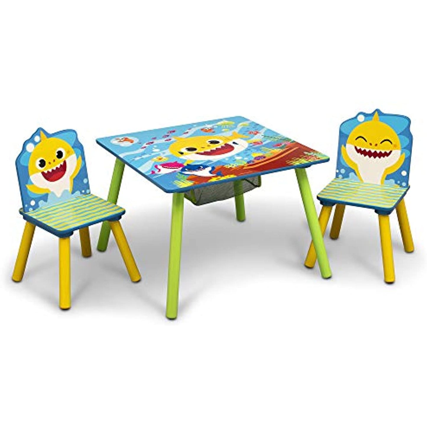 Baby Shark Kids Table and Chair Set with Storage (2 Chairs Included) OPEN BOX