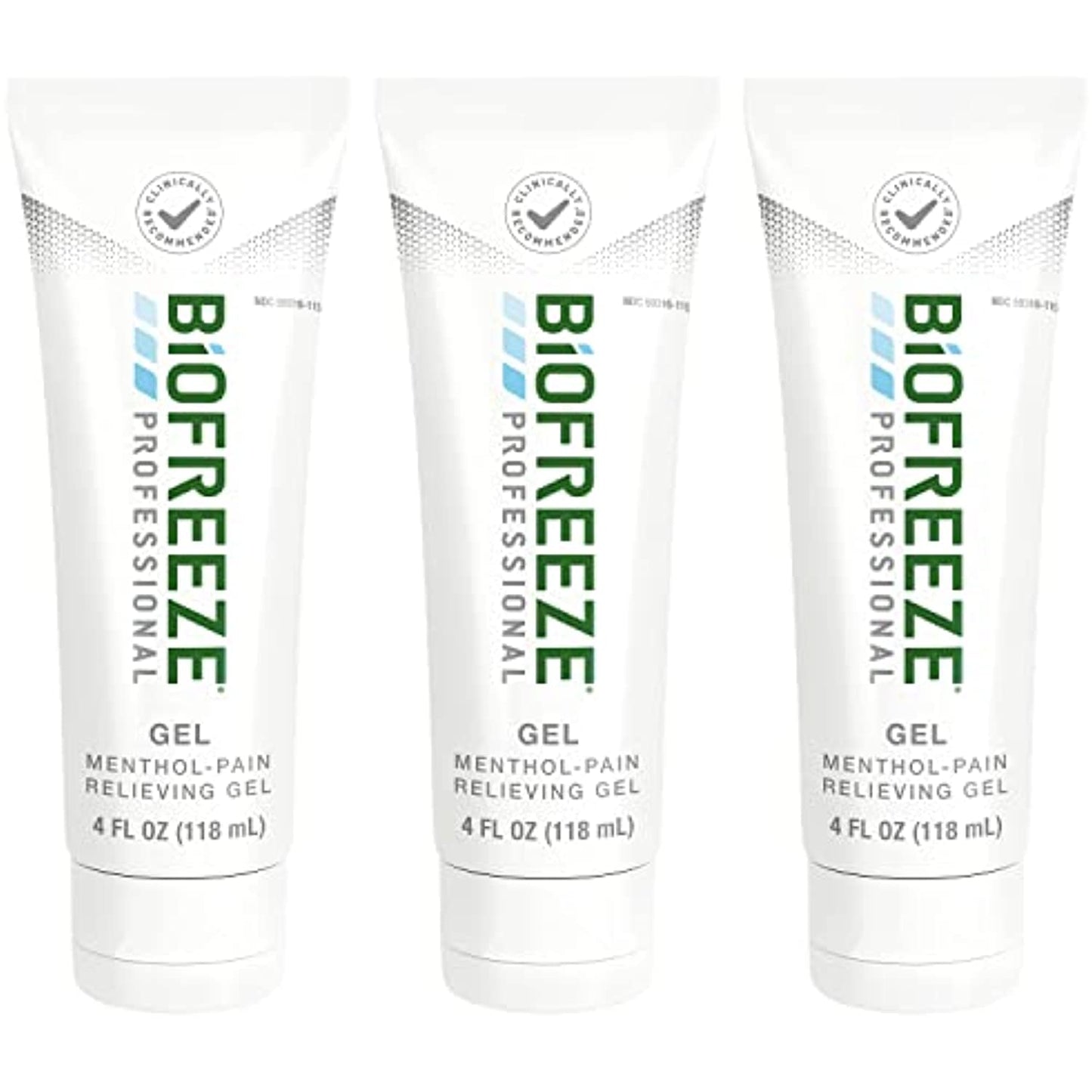 Biofreeze Professional Pain Relief Gel, 4 oz. Tube, Green, Pack of 3