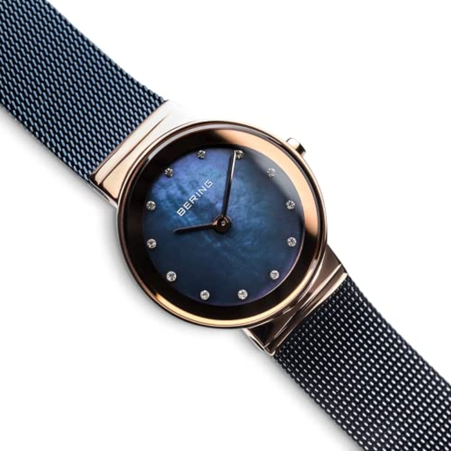 Bering Time Classic Stainless Steel Women Watch Rosegold/Blue 10126-367 NO BOX