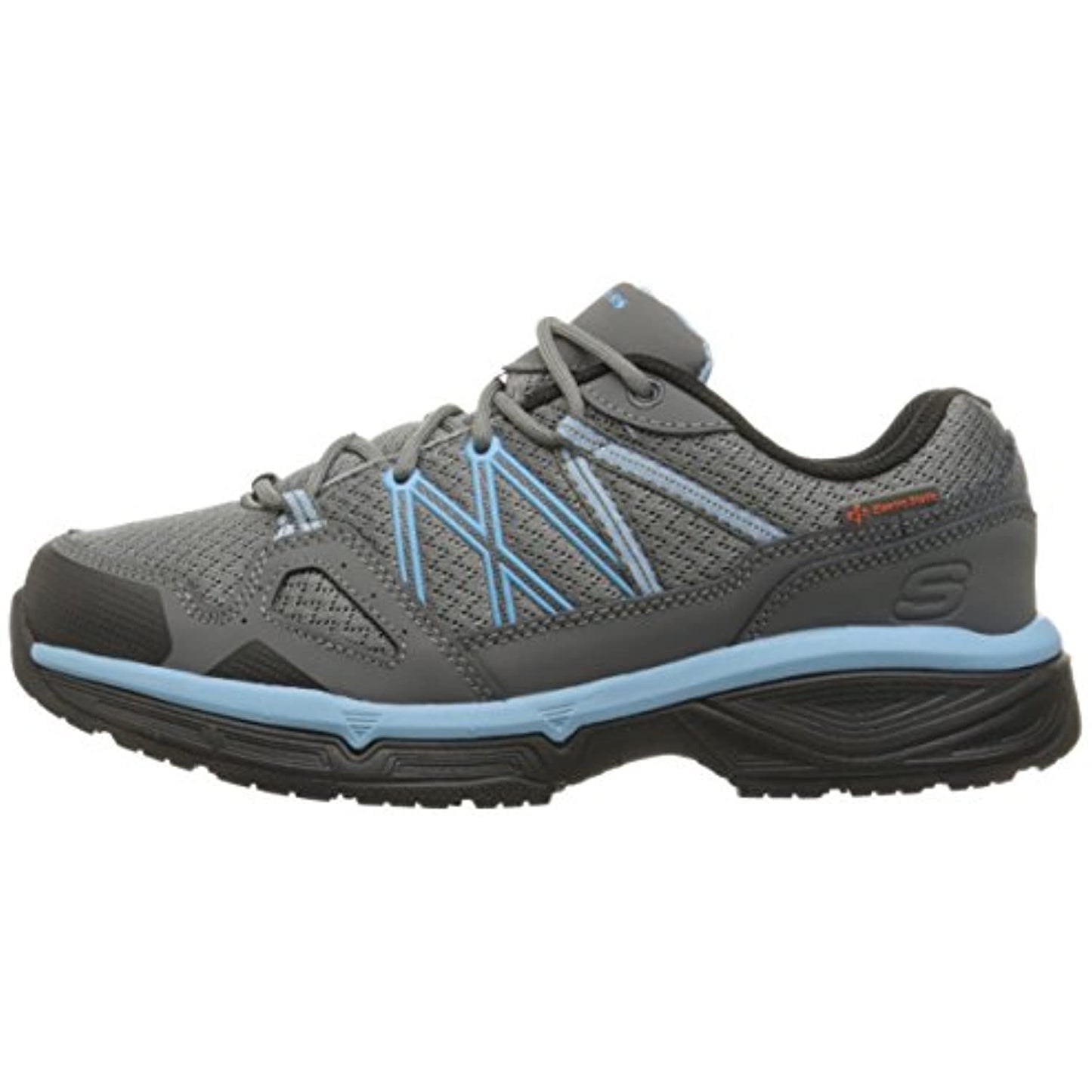 Skechers for Work Women's Conroe Abbenes Sneaker, Gray/Blue,7 Medium