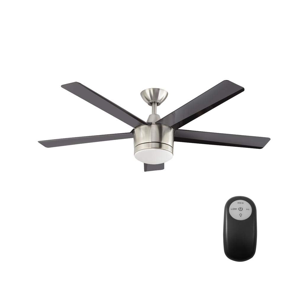 AS-IS Home Decorators Collection Merwry 52 in. LED Brushed Nickel