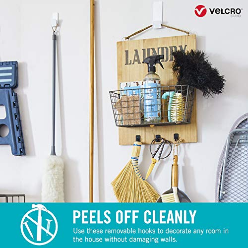 VELCRO Brand "HANG"ables Removable Wall Hooks Small, Holds 1 lb., White, 4-Pack