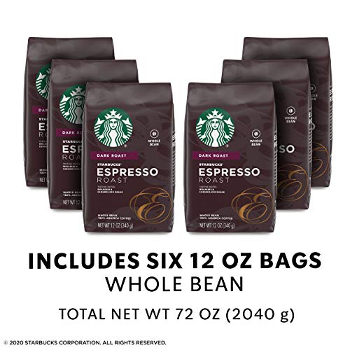 6 PACK Starbucks Espresso Whole Bean Coffee (12 oz. ea) Best Before July 2020