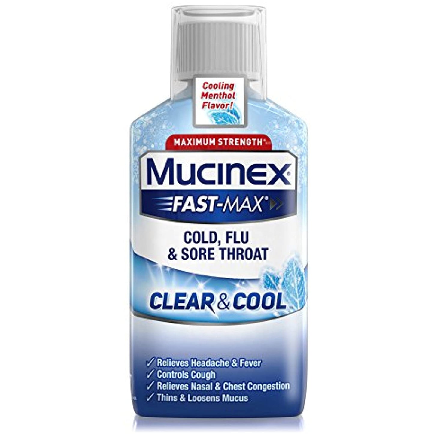 8 Pack Mucinex Fast-Max Clear & Cool Cold Flu Sore Throat Liquid 6oz EXP 12/2021