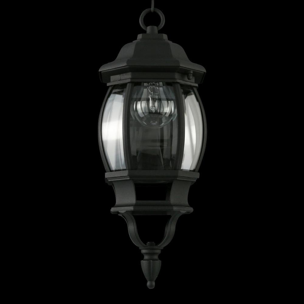 Hampton Bay 1-Light Black Outdoor Hanging Lantern