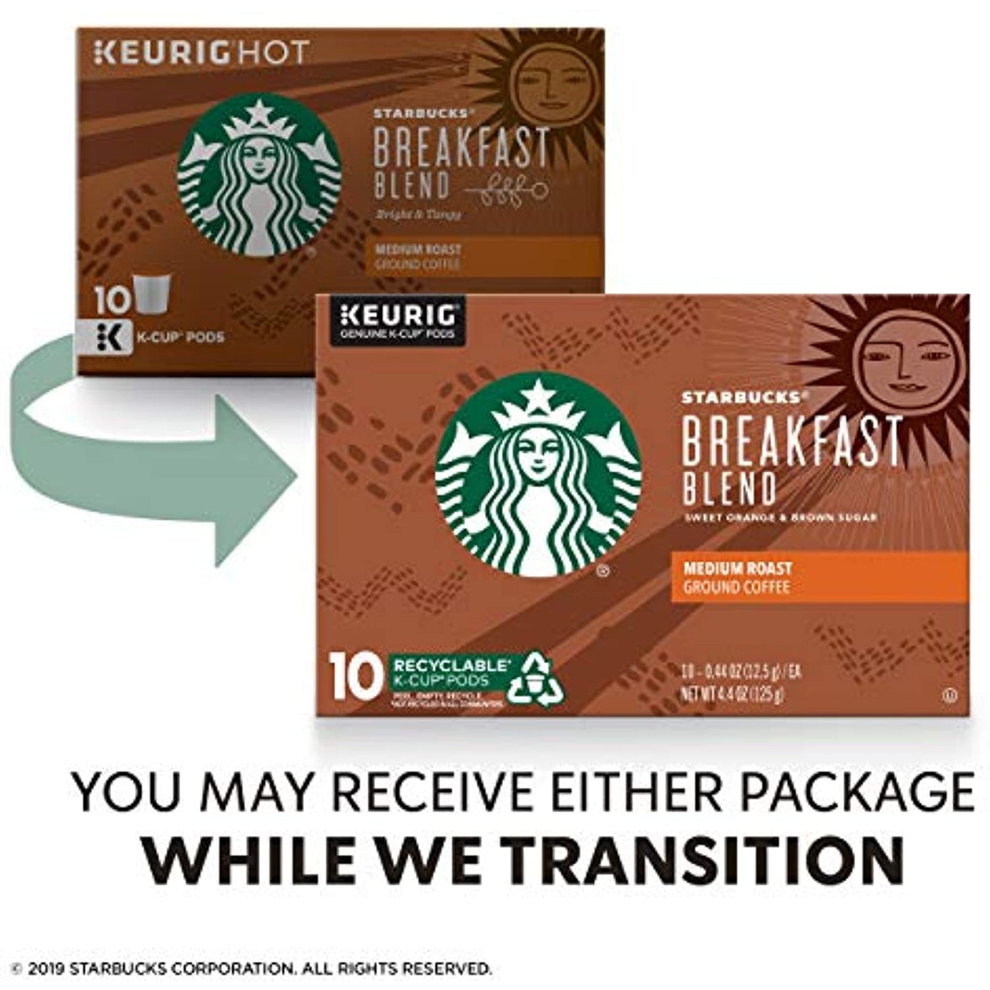 Starbucks Medium Roast K-Cup Coffee Pods Breakfast Blend for Keurig Brewers 6 boxes (60 pods total)