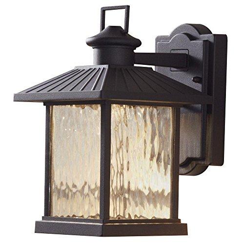 Hampton Bay Lumsden 7 in. Black Outdoor Integrated LED Wall Mount Lantern with..