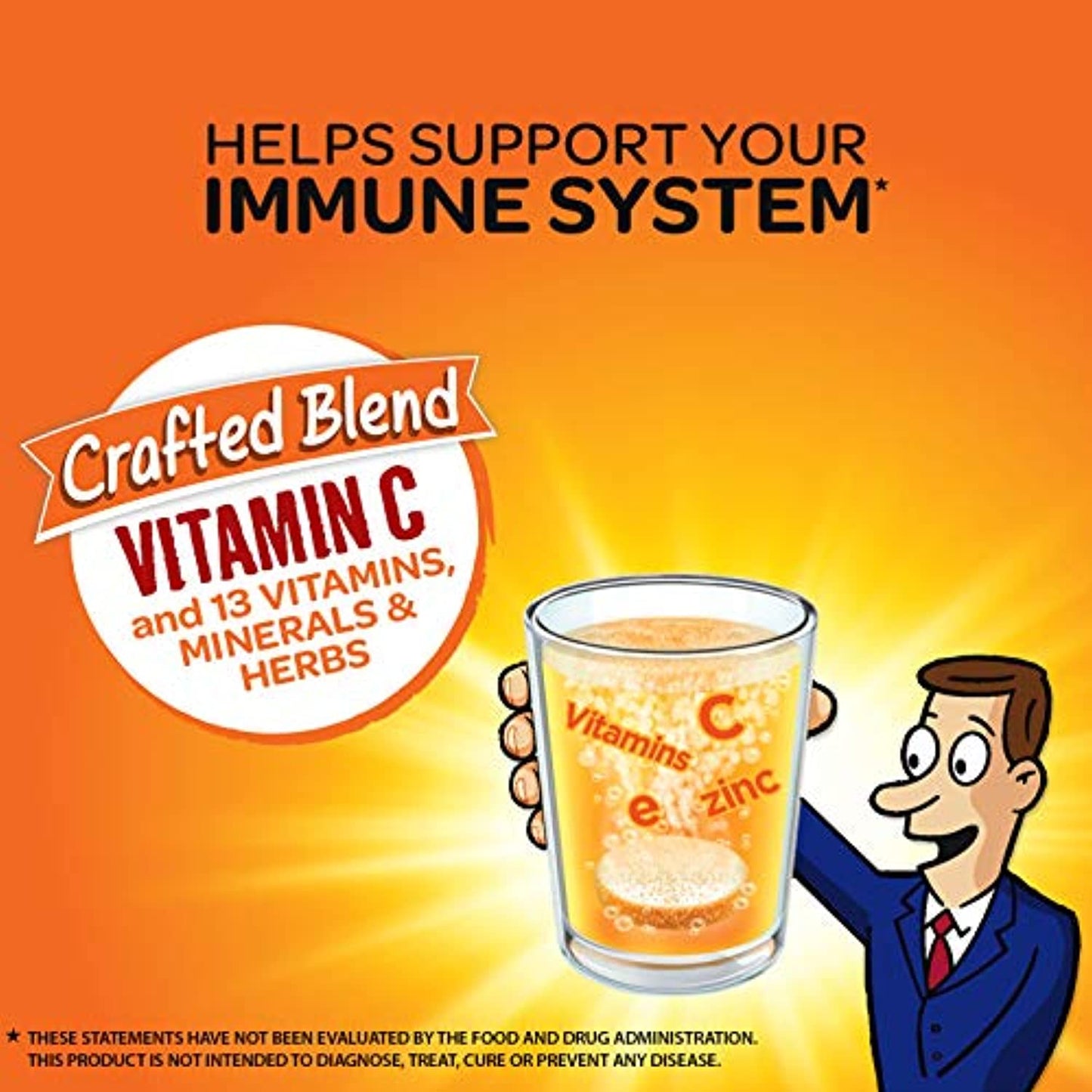 Airborne Vitamin C 1000mg (per serving) - Zesty Orange Effervescent Tablets (36 count in a box), Gluten-Free Immune Support Supplement With Vitamins A C E, ZINC, Selenium, Echinacea & Ginger