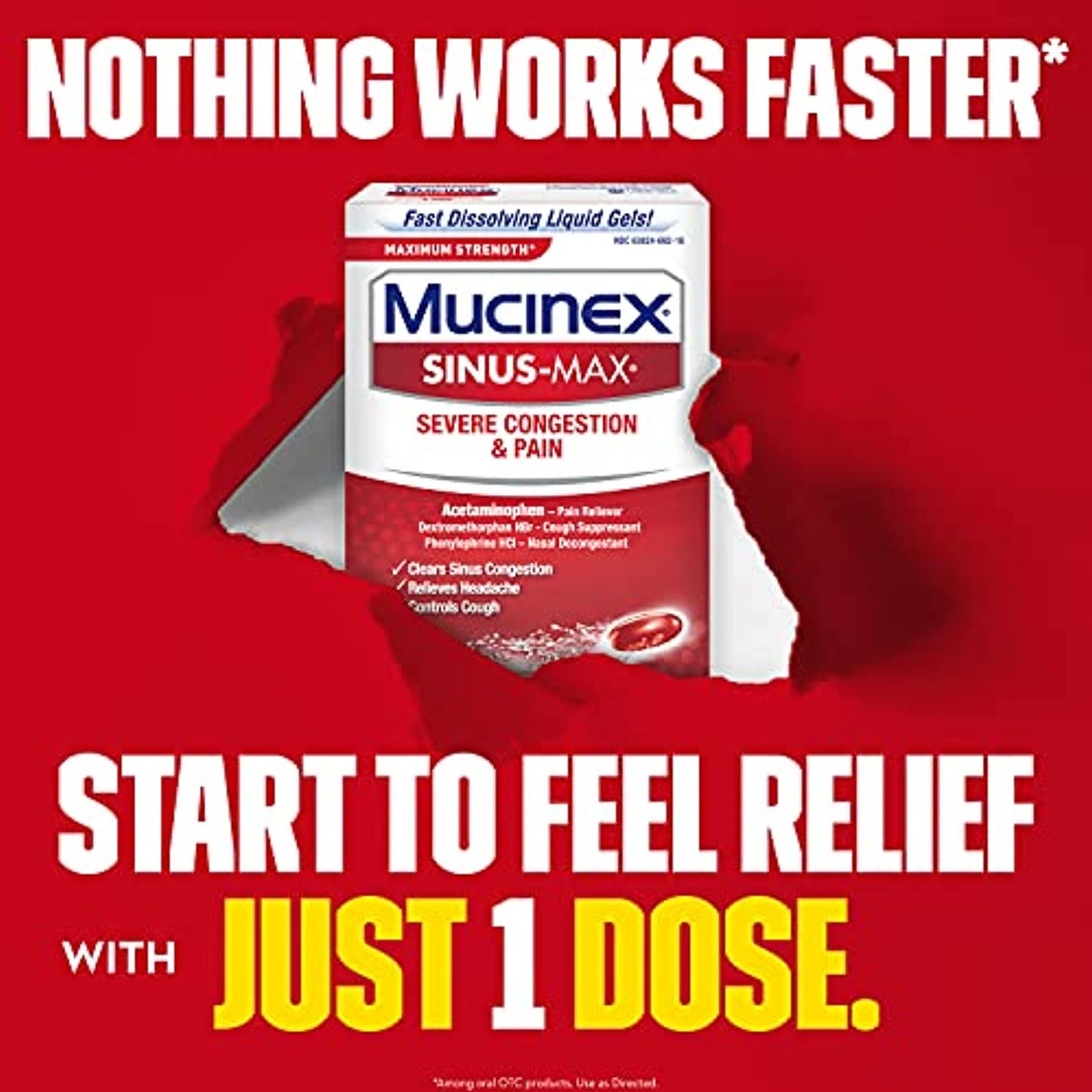 3X- Mucinex Sinus-Max Severe Congestion and Pain Liquid Gels - 16count EXP 12/21