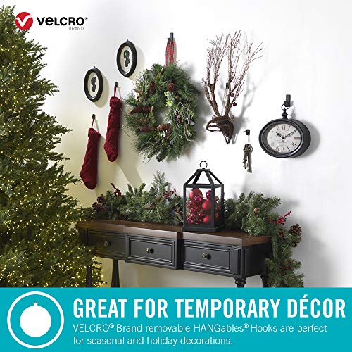 VELCRO Brand "HANG"ables Removable Wall Hooks Small, Holds 1 lb., White, 4-Pack