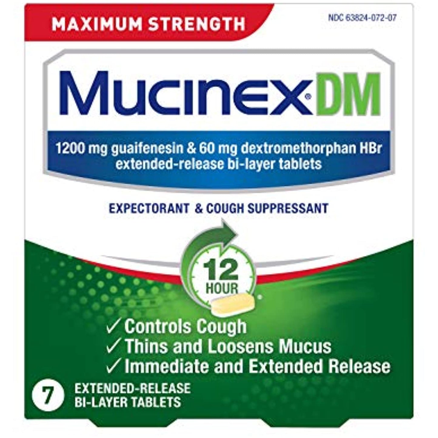 8 PK Mucinex DM Max Strength ~ Expectorant~ 7 TABS EA ~ 12HR ~ FAST FREE SHIP