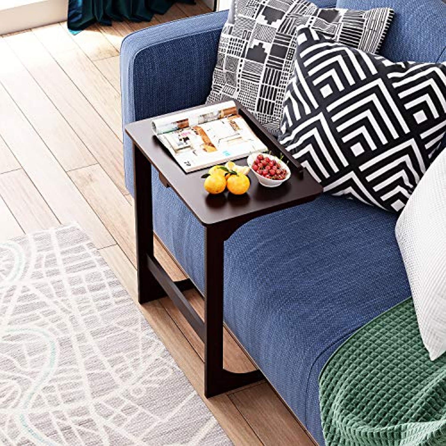 HOMFA Bamboo Adjustable Sofa Side TV Tray (MISSING PARTS/SCREWS) USED