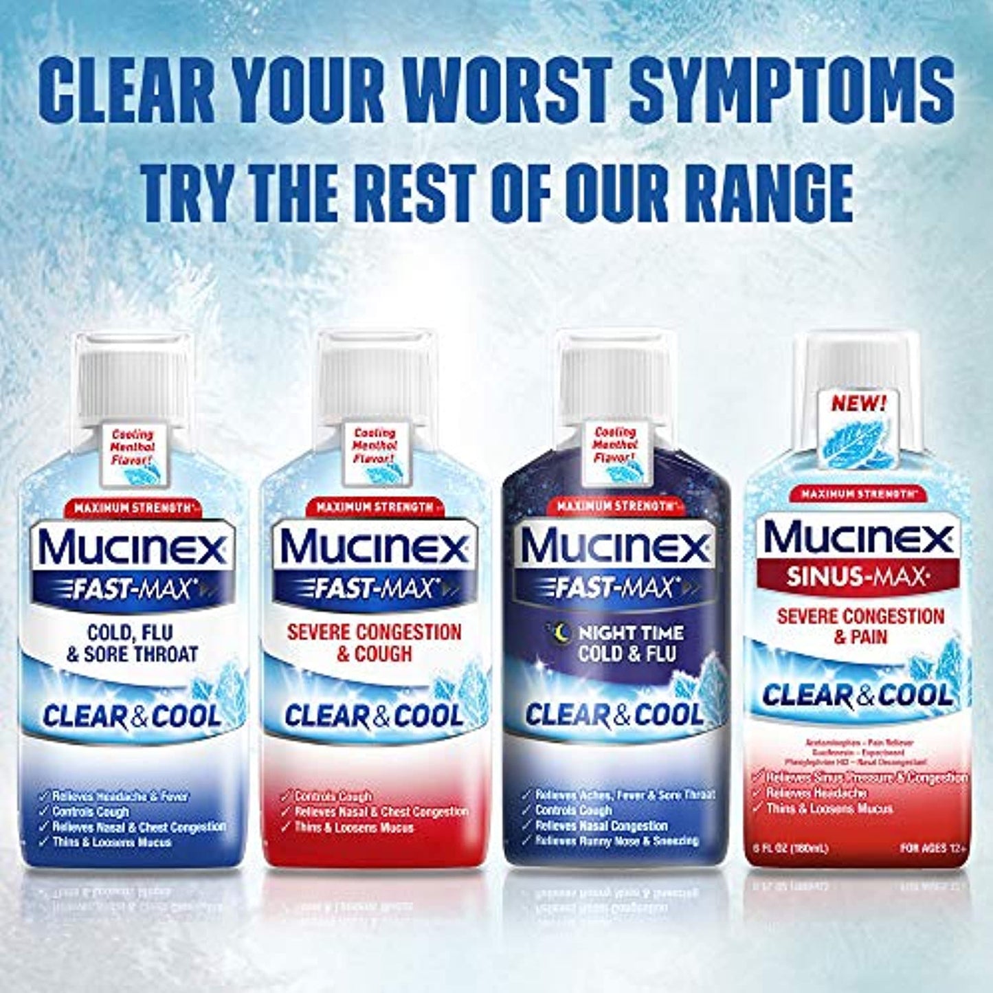 3 - Mucinex Sinus Max Clear Cool Max Strength Congestion & Pain 6 Oz 10/22