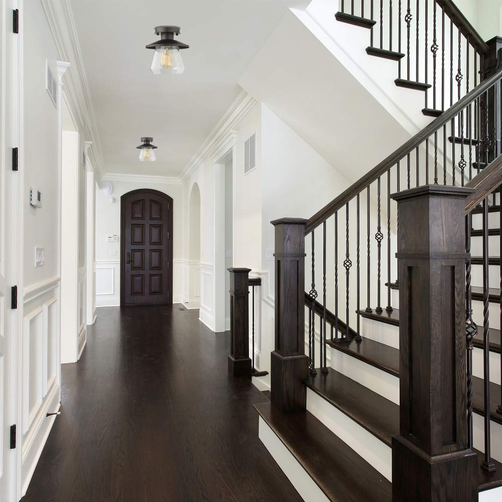 Globe Electric Vintage SemiFlush Mount Oil Rubbed Bronze and Glass Ceiling Light