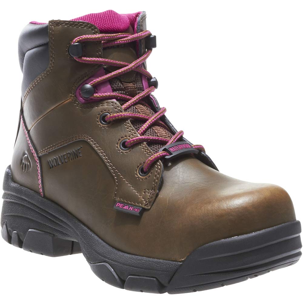 Wolverine Merlin Waterproof Composite-Toe 6" Work Boot Women 9.5 Brown