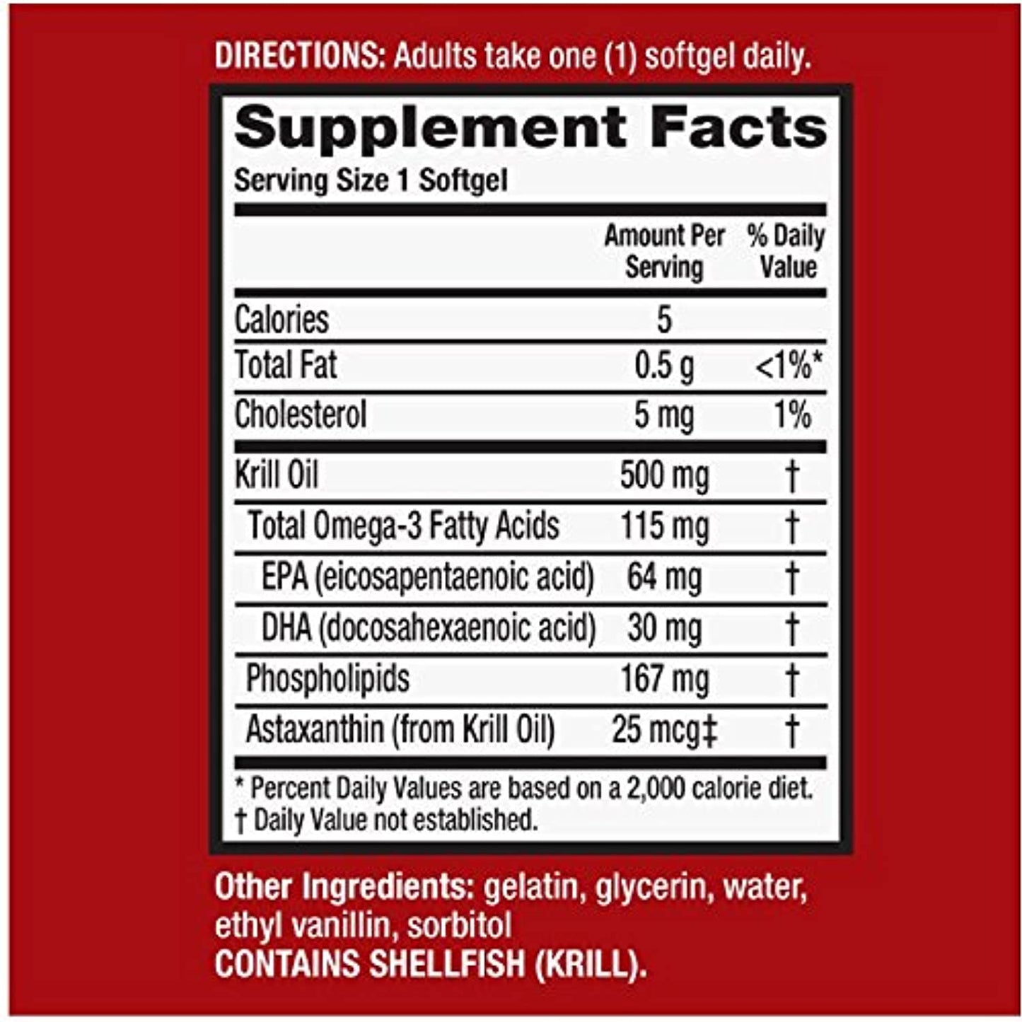 MegaRed 500mg Extra Strength Omega-3 Krill Oil (80 Count) No Box 1/2023